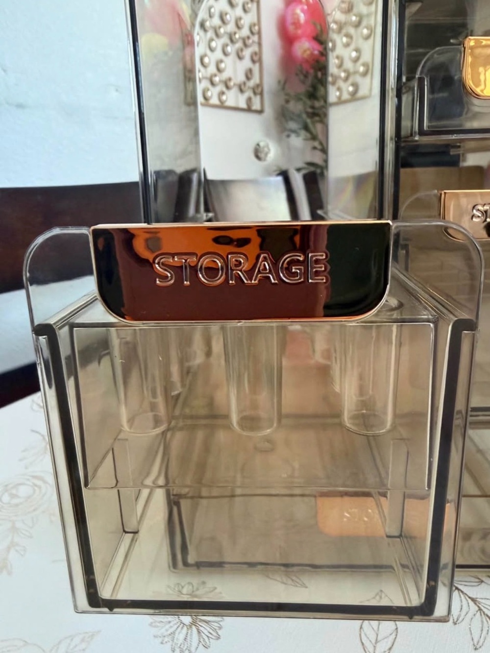 Amber Dome 3-Piece Makeup Organizer Set - Smoke/Gold - Picture 3 of 4